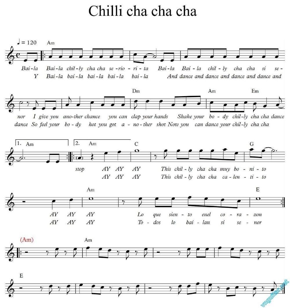 Sheet nhạc Chilly Cha Cha